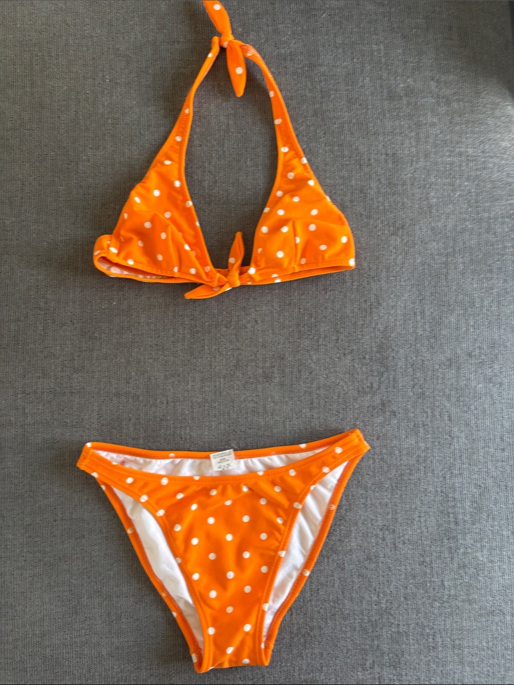 NWOT RARE Salinas orange and white polka 
dot bikini set. Size small.